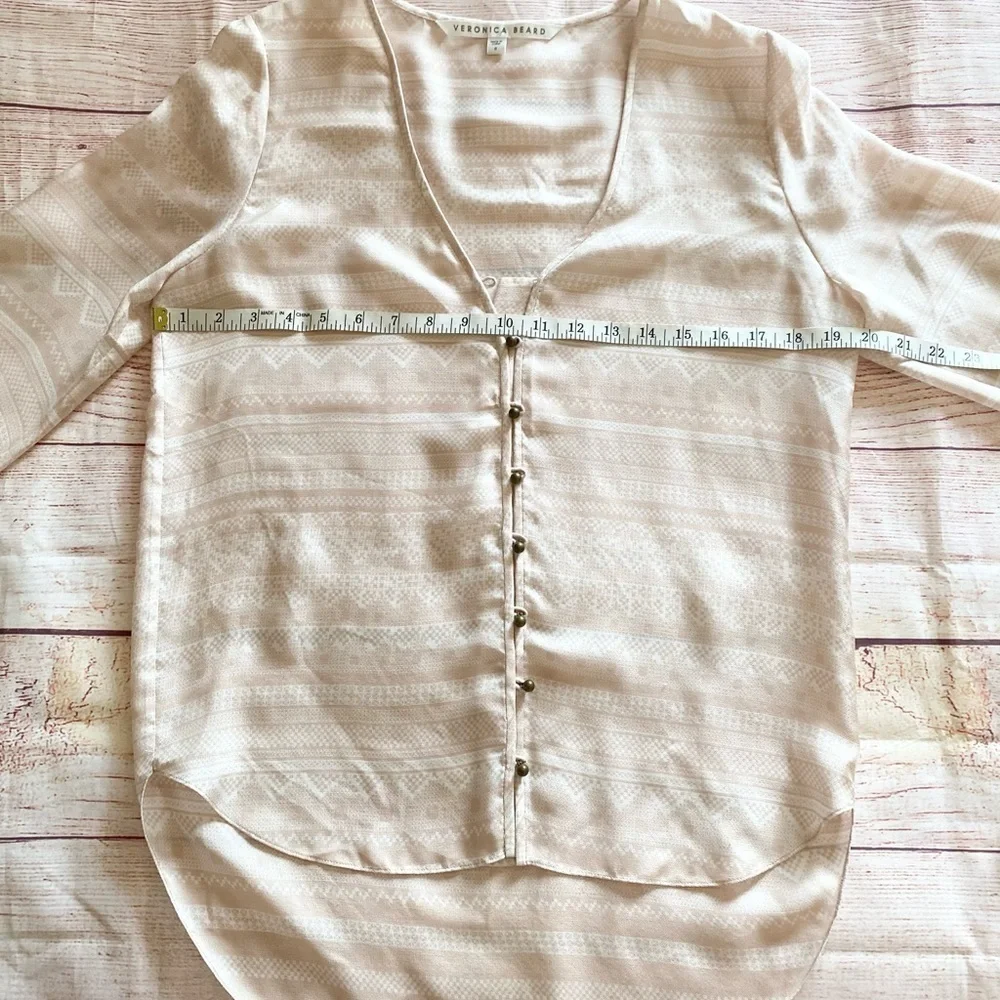 Veronica Beard Natural Bahia Silk Blouse - 6 - Picture 7 of 15